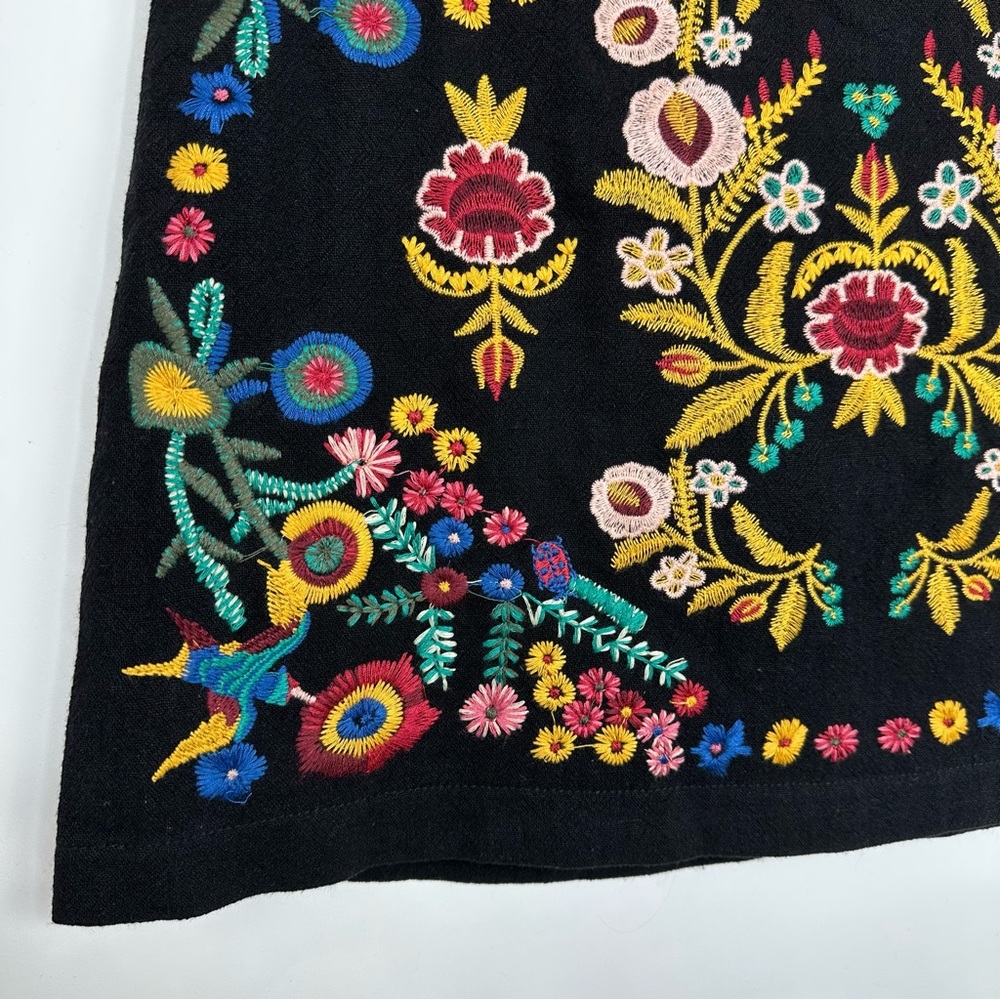 Umgee Multi-Color Floral Embroidered High Waist Cotton Blend Mini Skirt Sz S - Picture 5 of 11